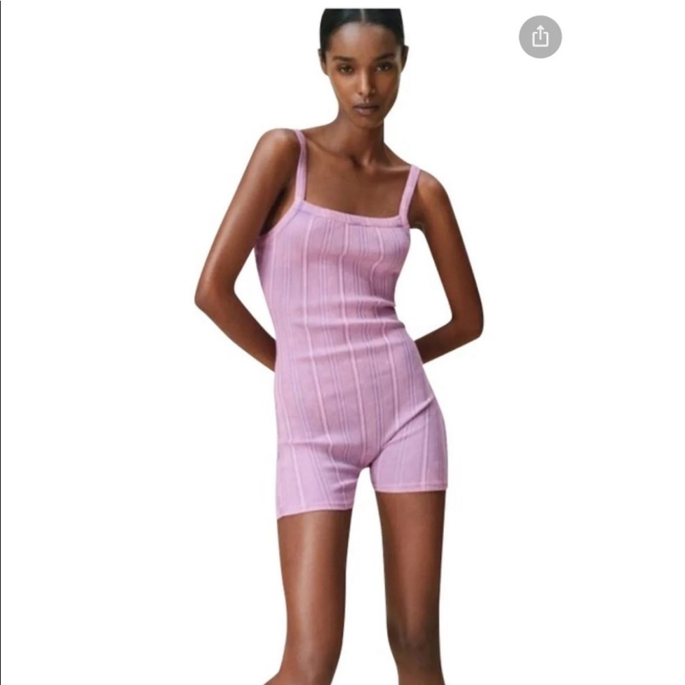 Zara pink tie dye ribbed romper play suit
